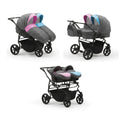 Carucior pentru gemeni Nativo Gemini 3 in 1 Boy+Girl/Gri (101b), latime 87 cm, reversibil, roti gonflabile
