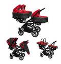 Carucior pentru tripleti BabyActive Trippy Premium (TR-08) 3 in 1 Rosso