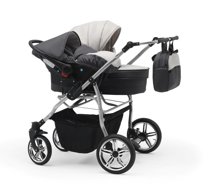 Carucior pentru gemeni Nativo Gemini 3 in 1 Bej/Gold latime 87 cm reversibil carucior-gemeni