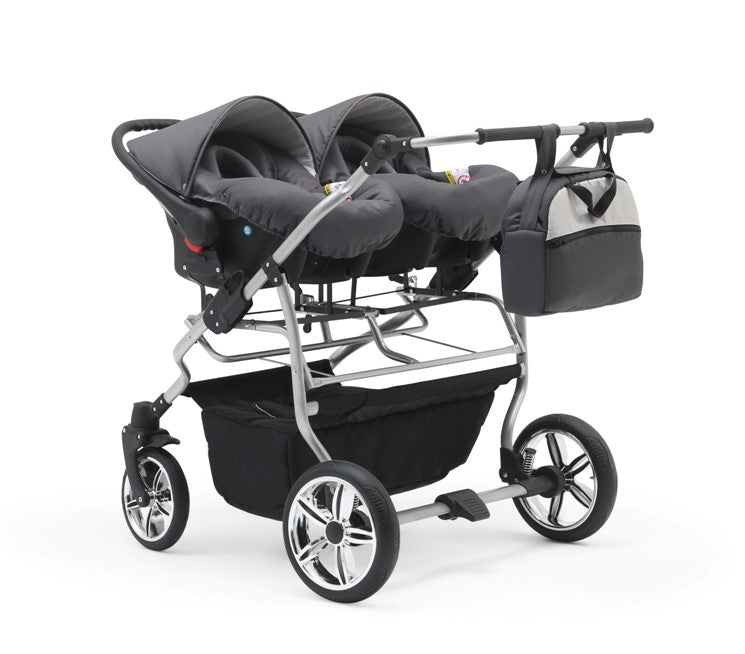 Carucior pentru gemeni Nativo Gemini 3 in 1 Gri deschis-Grafit/Gold latime 87 cm reversibil carucior-gemeni